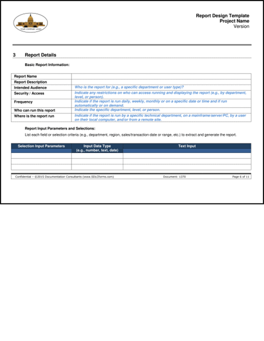 Report Specification Template